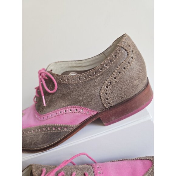 Cole Haan Colton Pink Taupe Brown Wingtip Brogue Oxford Mens Dress Shoes 11.5 - Picture 5 of 13